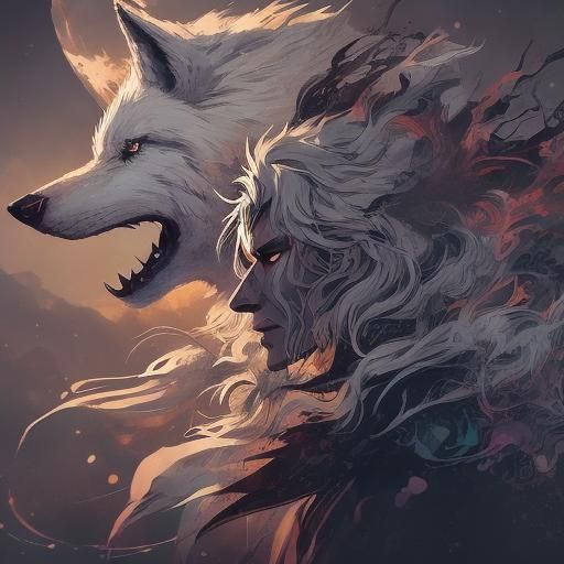 A youthful-looking witch and a wolf shifter male in human fo...