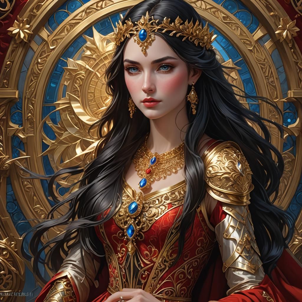 Medieval Royal Woman Portrait in Hyperdetailed Style