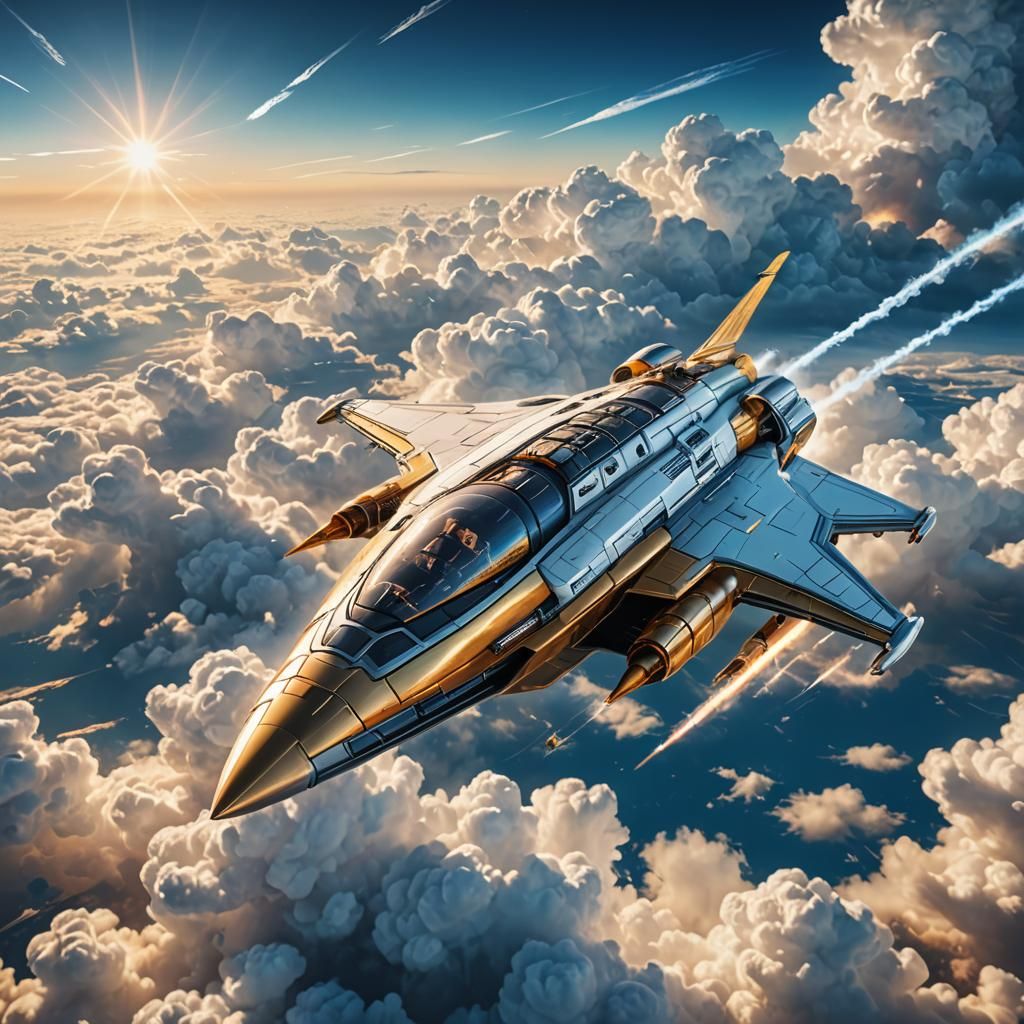 Dreamcore Spaceship Soaring Above the Clouds