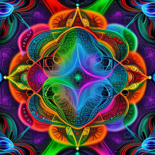 Vibrant DNA Helix in Psychedelic Colors