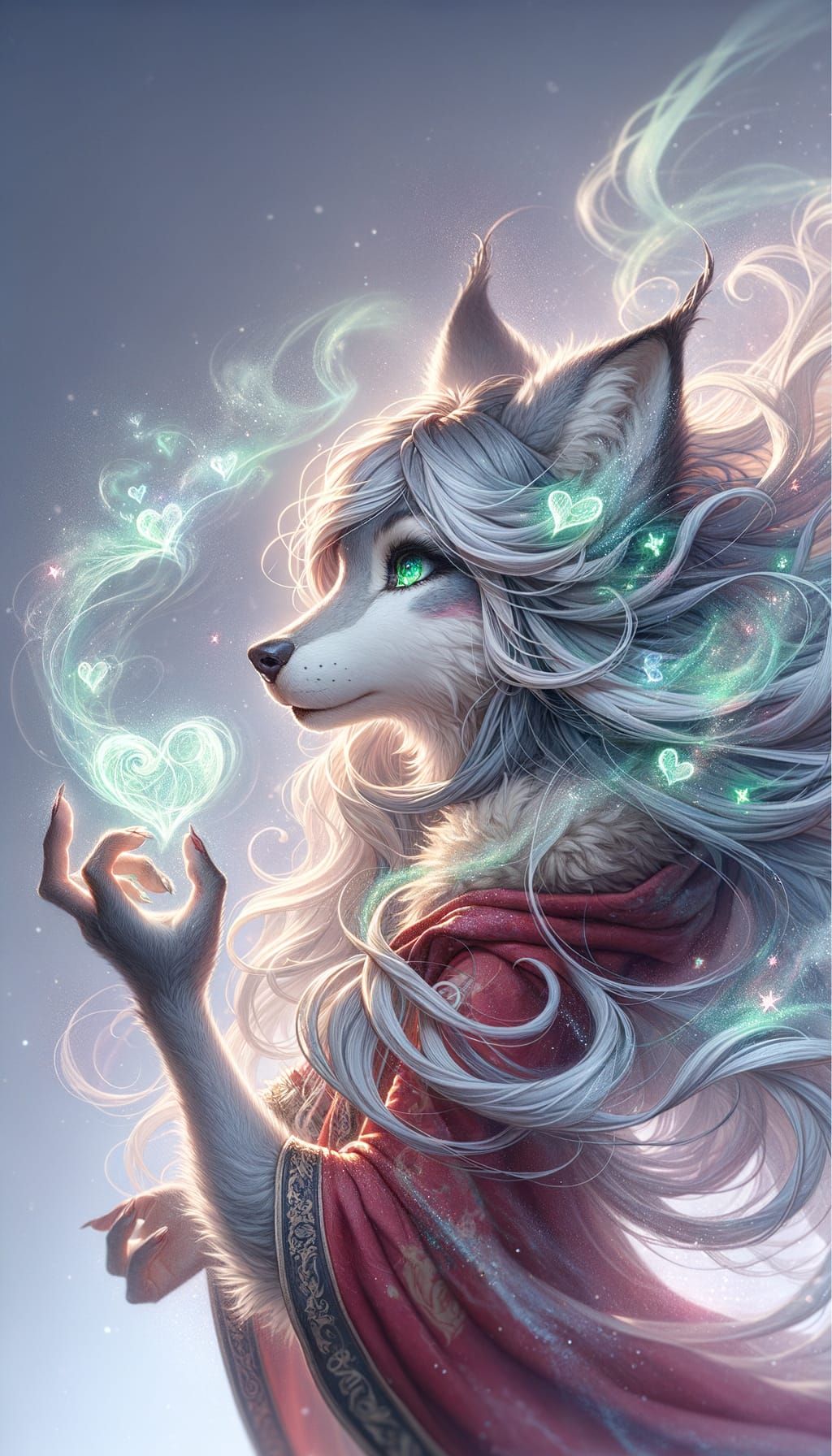Ethereal Wolf Witch in Dreamlike Fantasy Art