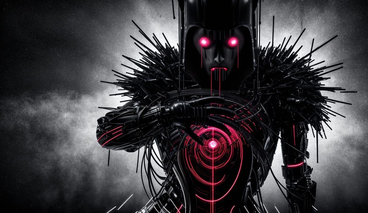 Dark Surrealism: Dancing Figure in Industrial Light