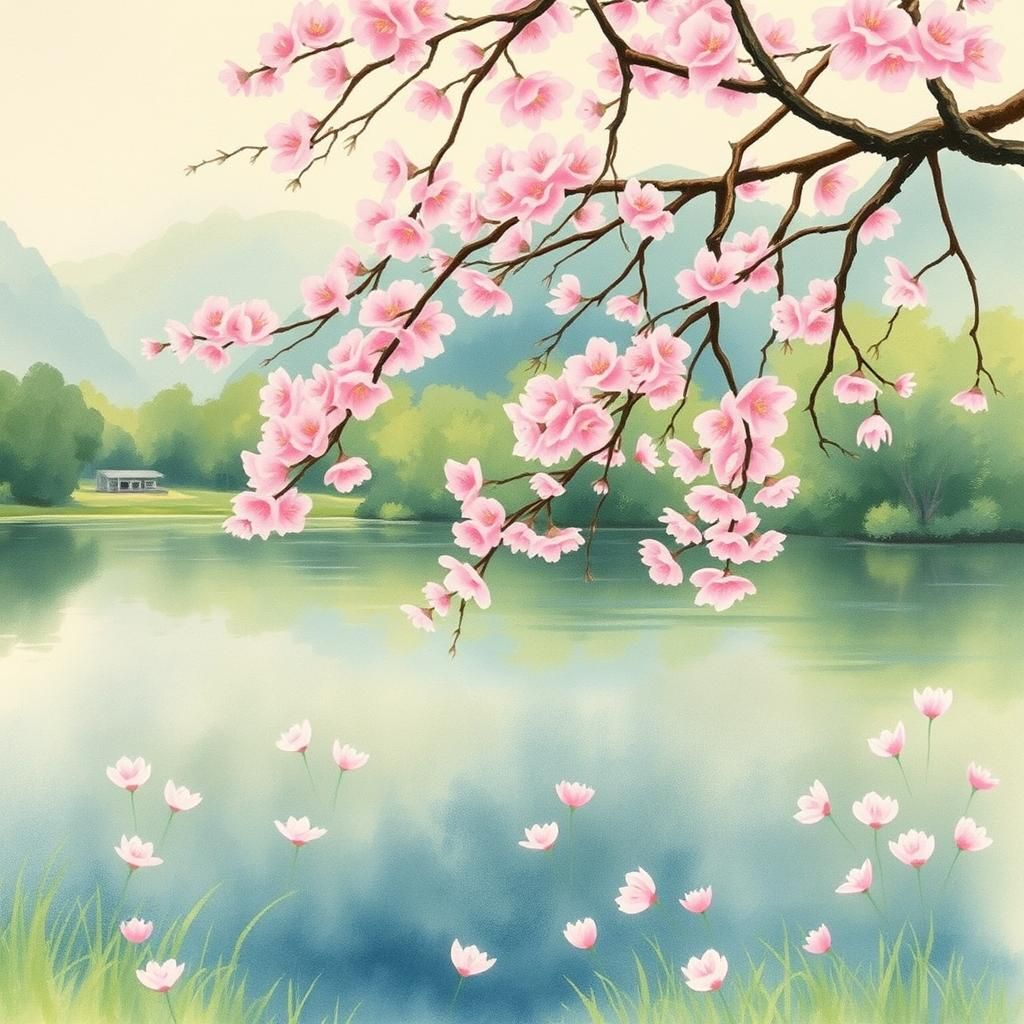 Dreamy Cherry Blossoms in Impressionist Style
