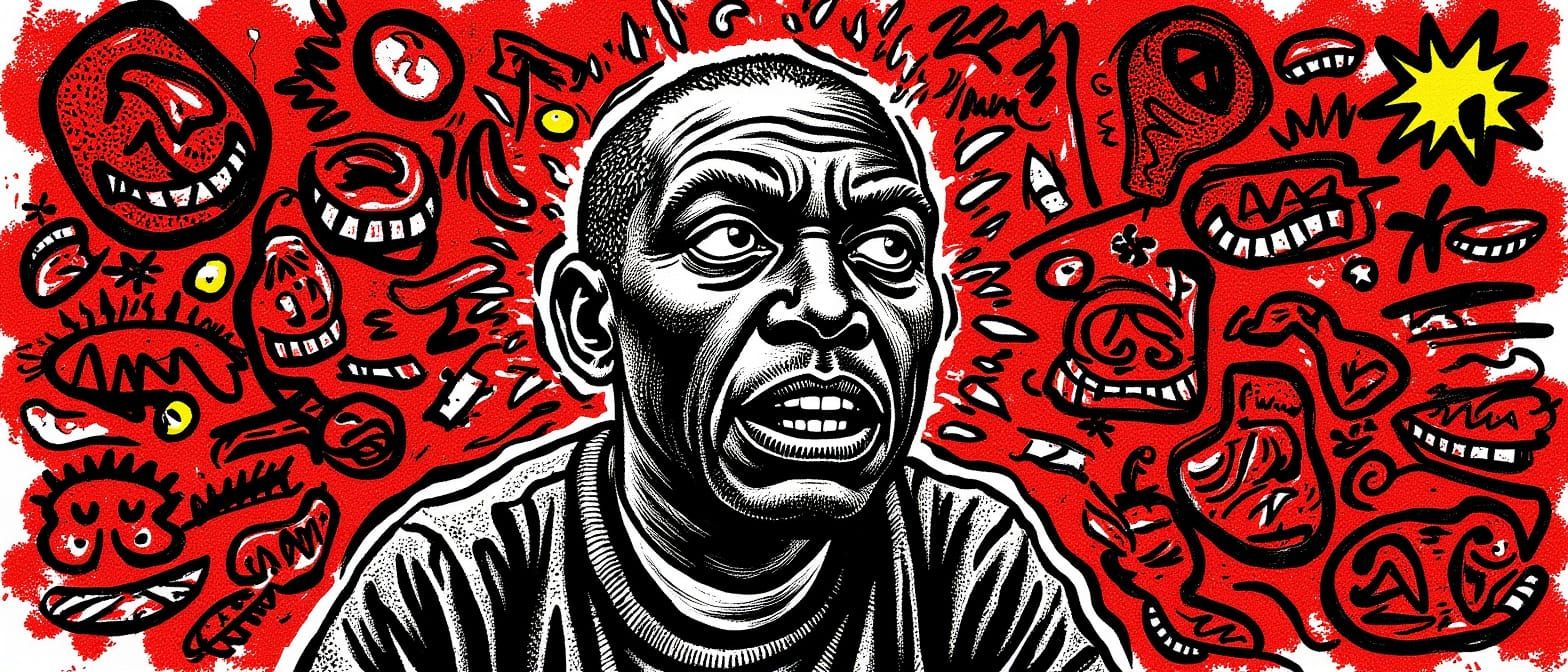 Energetic Figure in Graffiti Style, Inspired by Basquiat