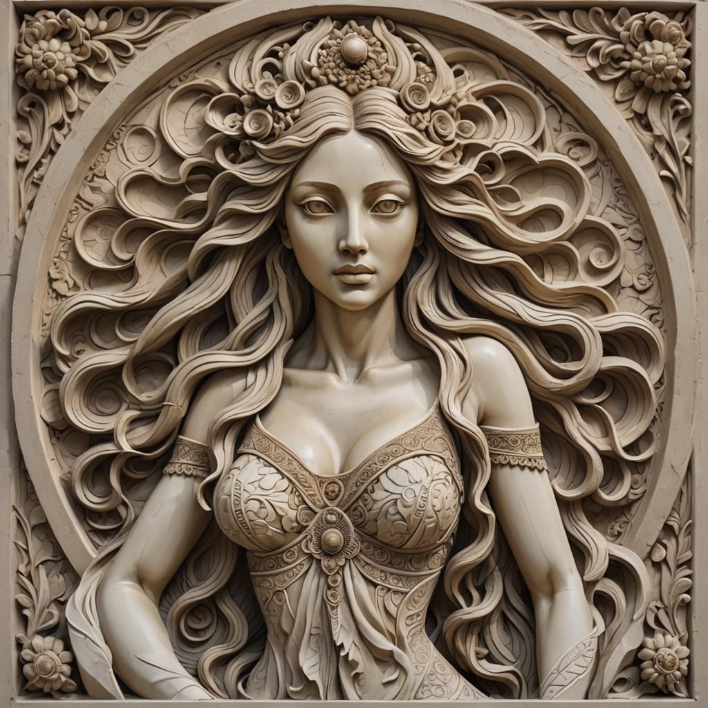 Bas Relief Sculpture of Sensual Goddess