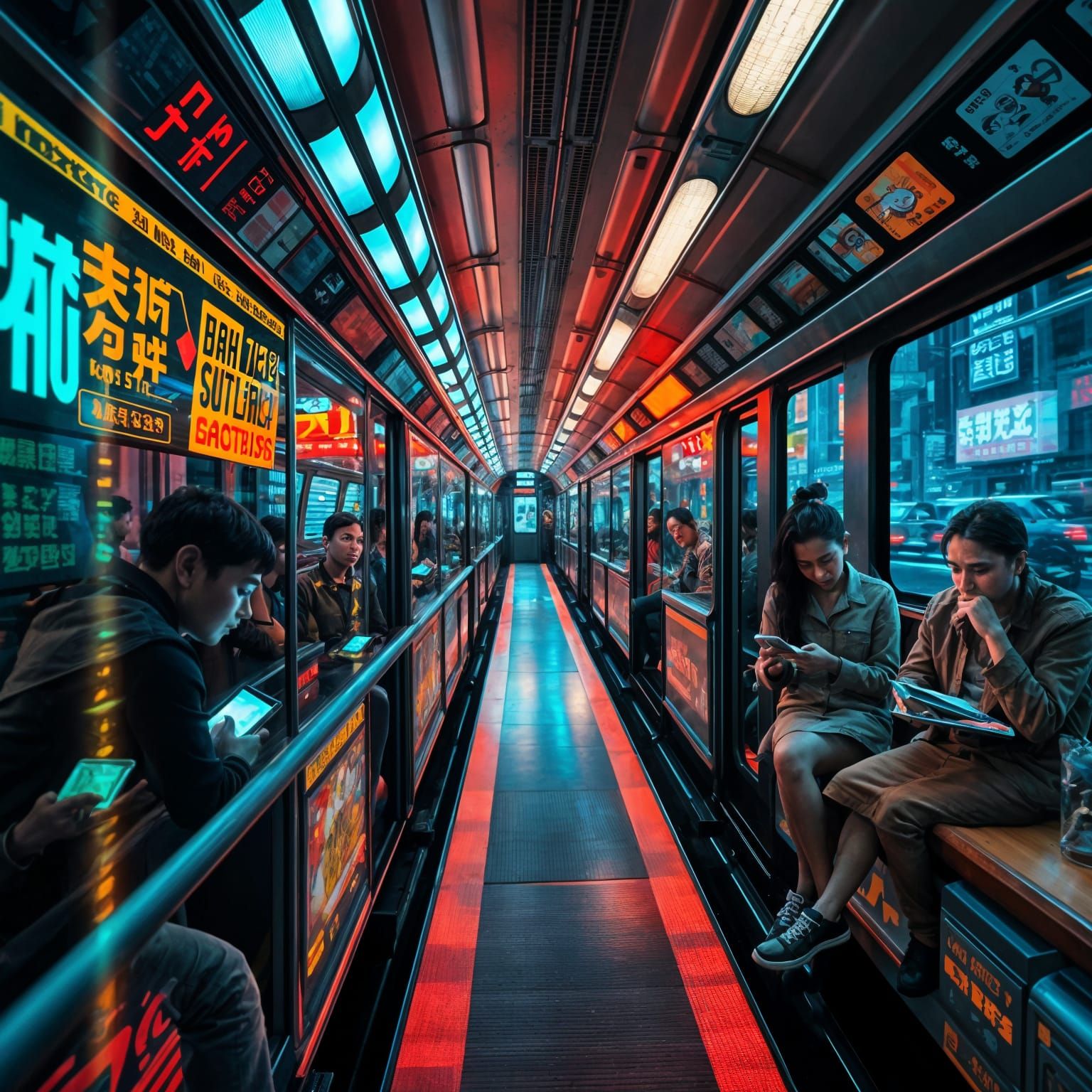 Cyberpunk Train Adventure in Neon City