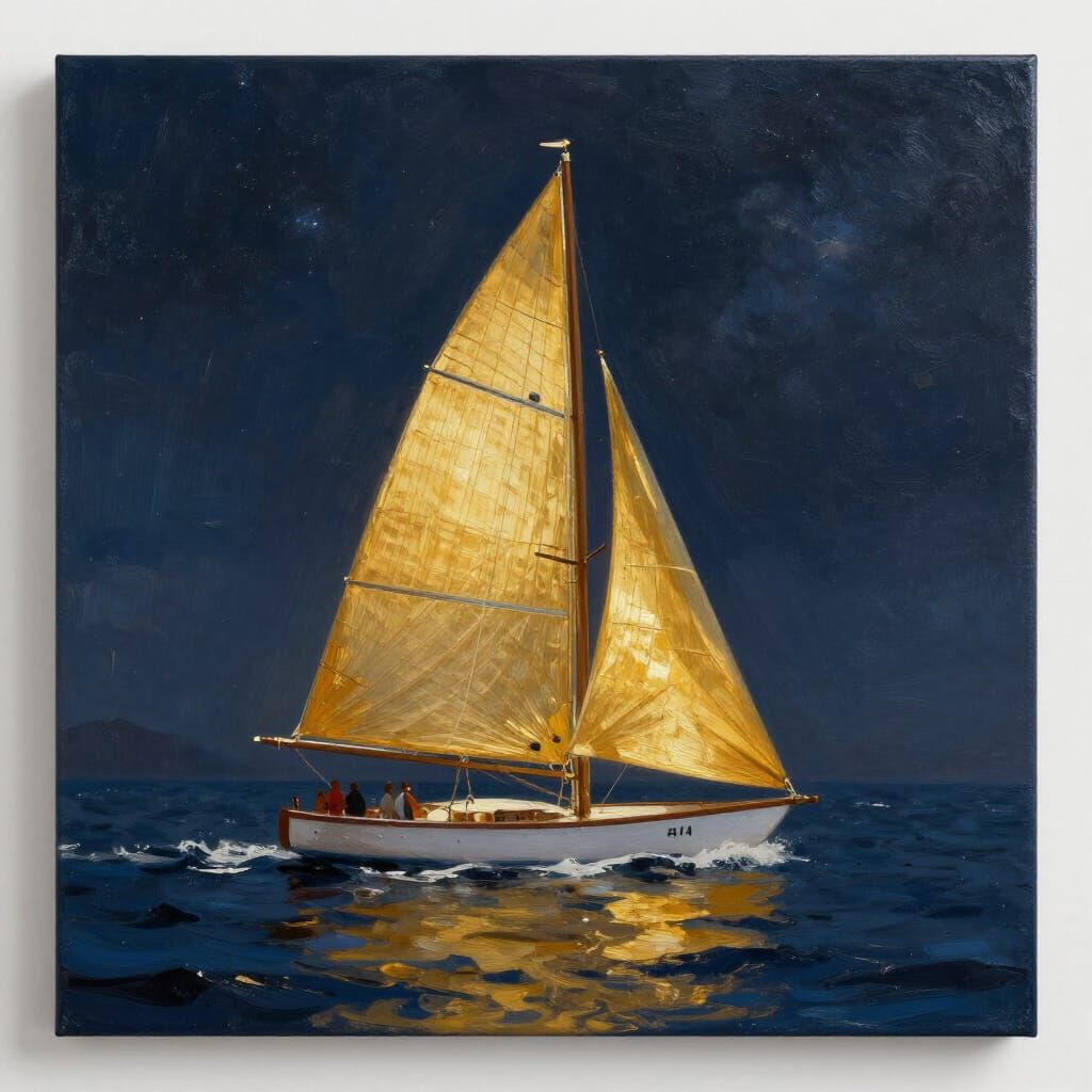 Golden Promise Sailing to Destiny Painting