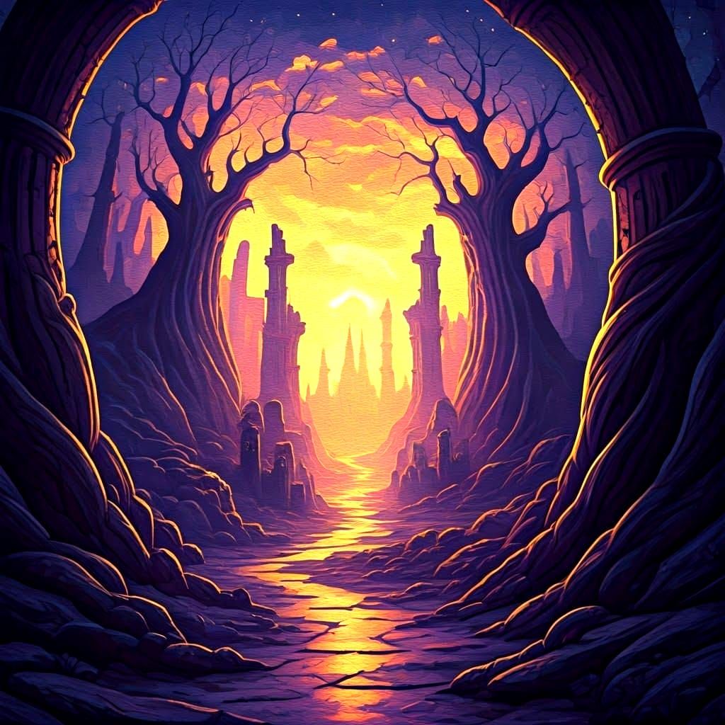 Abstract Art in Complementary Colors as Gouache Painting