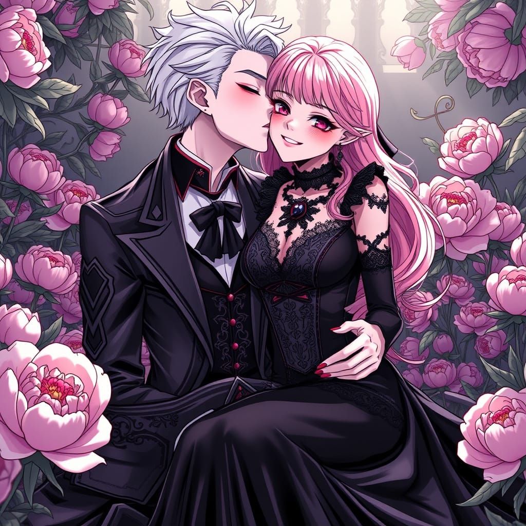 Gothic Romance in Black and White Manga Style