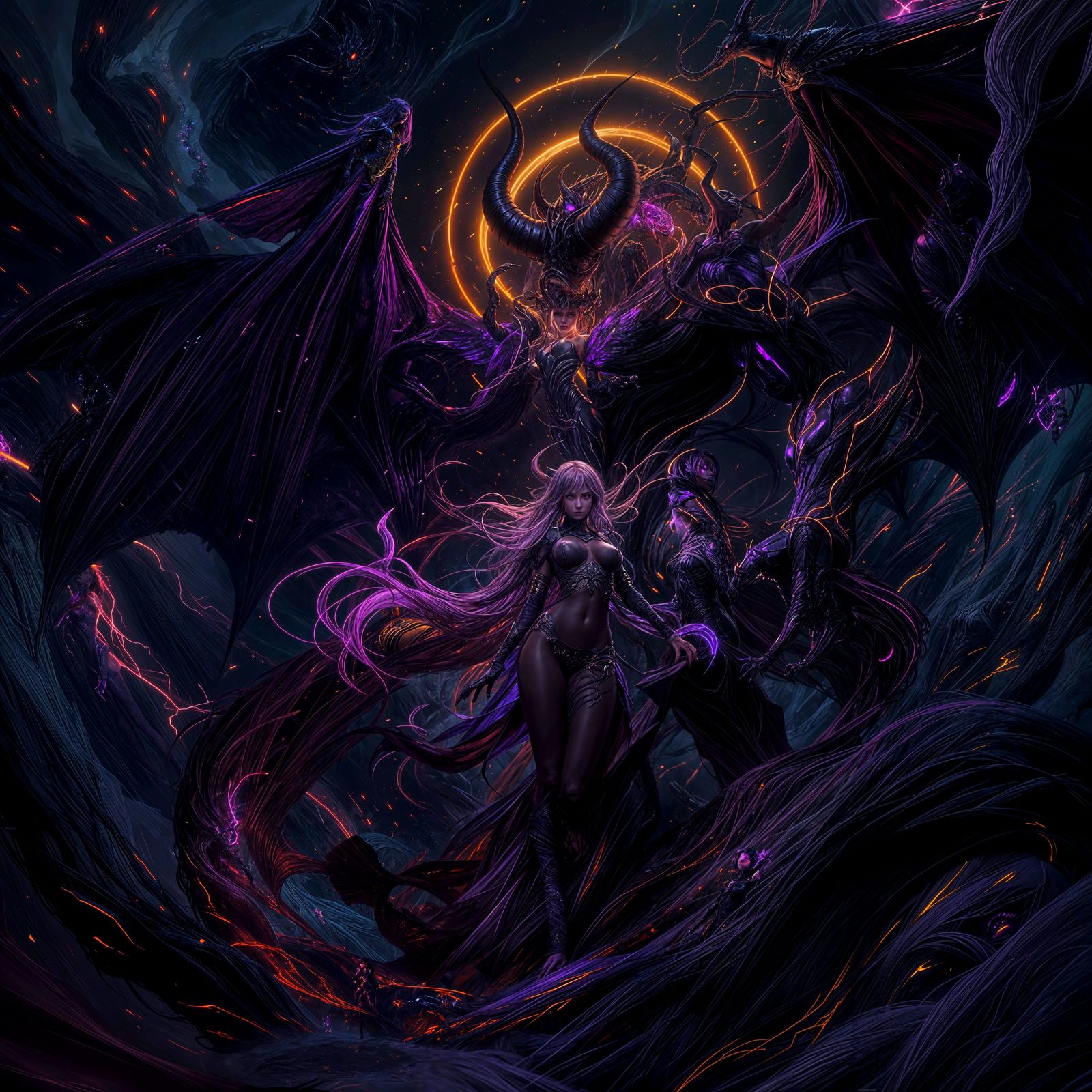 Dark Fantasy Anime Art: Demon Battle