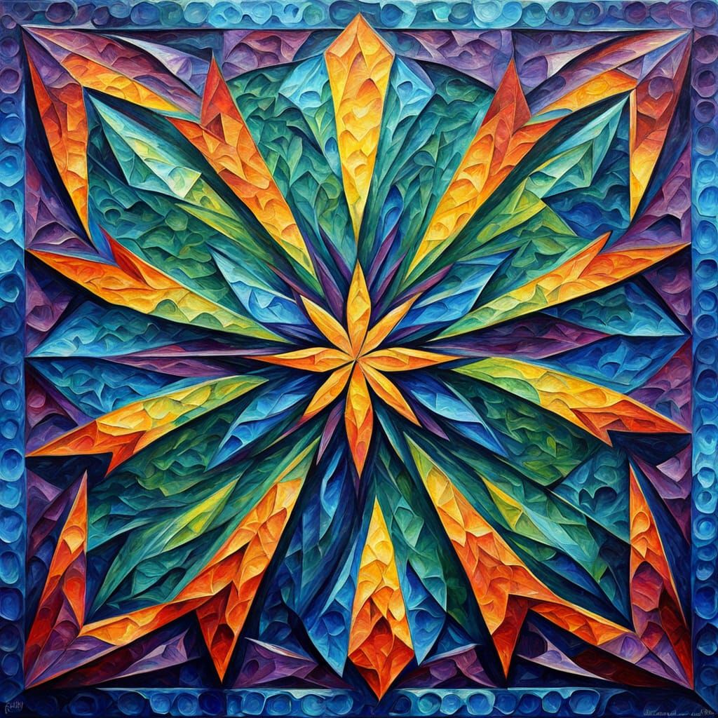 symmetrical, shaded coloured, geometric, halcyon