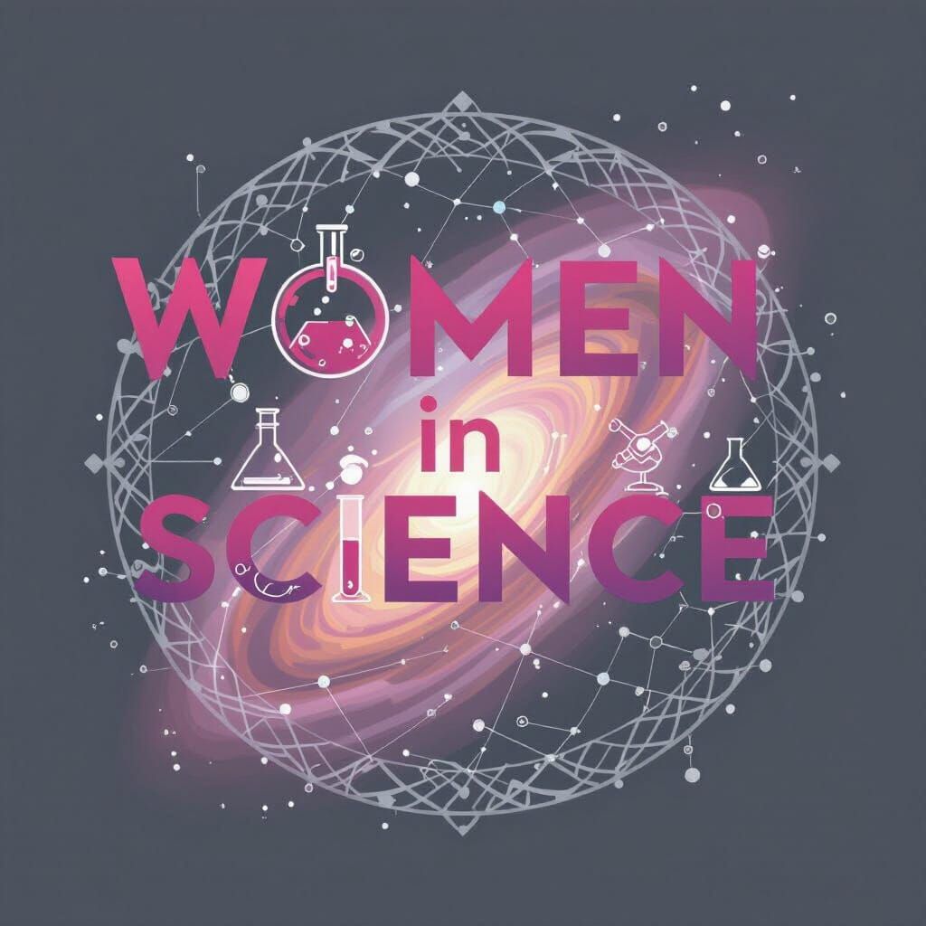 Women in Science Futuristic Gradient Lettering Art