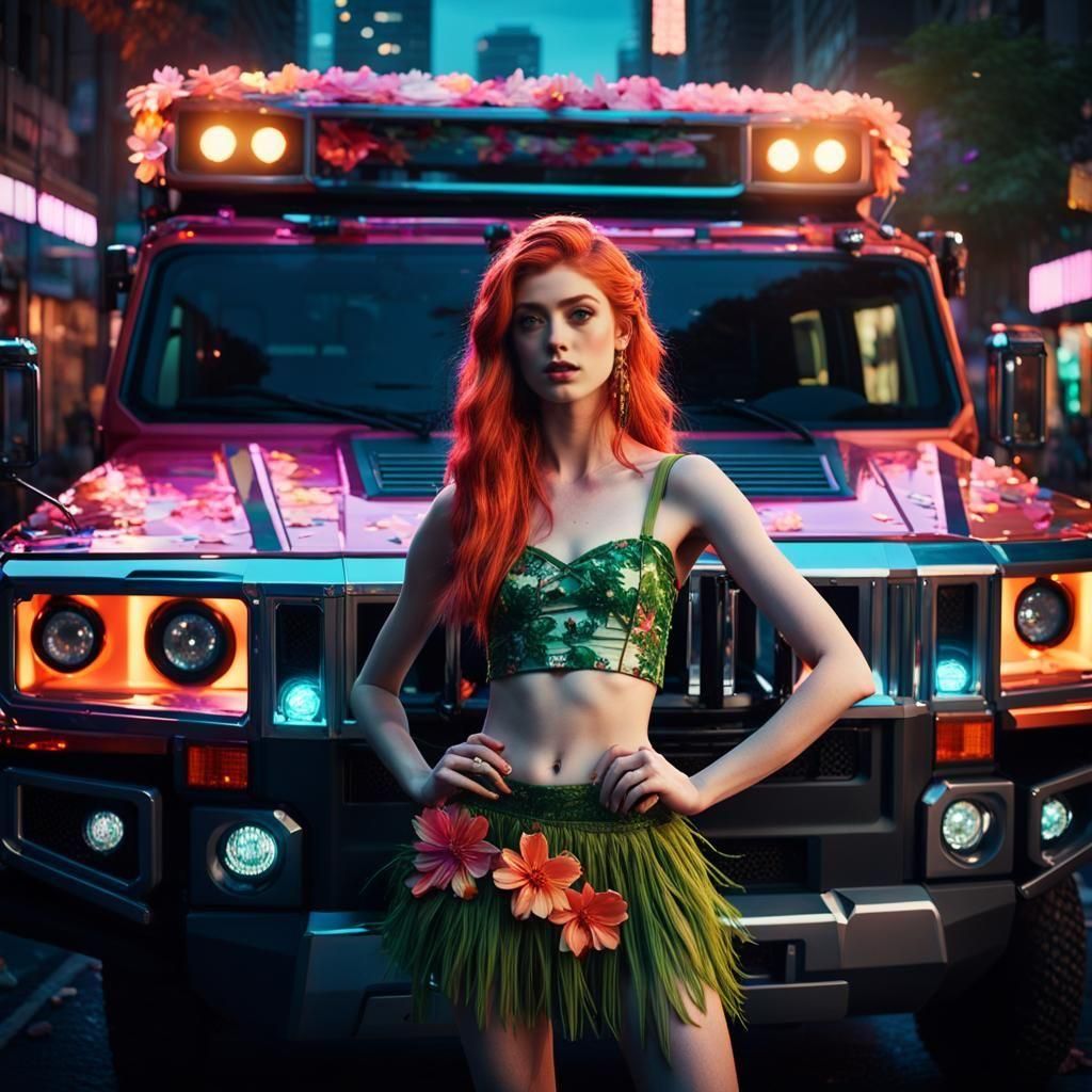 Katherine McNamara in Grass Skirt by Hummer
