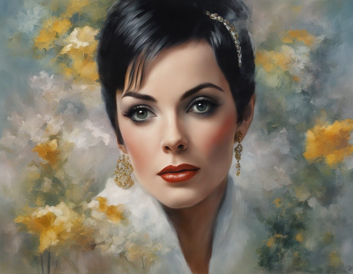 Liza Minnelli Portrait in Hyperrealistic Impasto Style