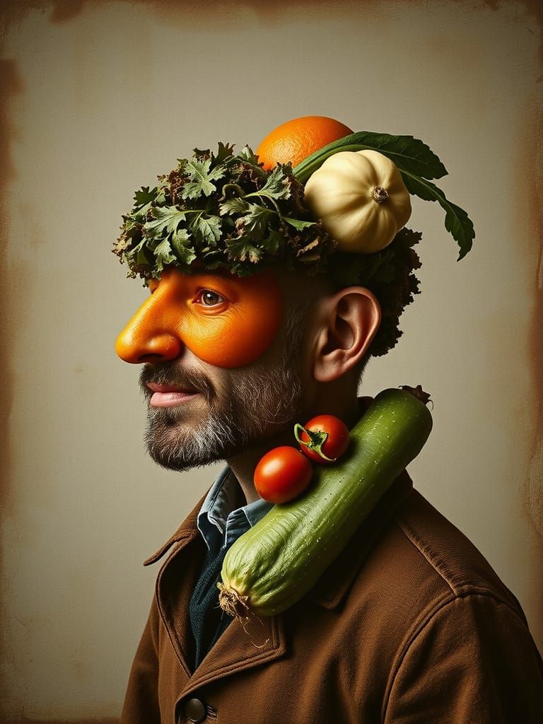 Vegetable Man Portrait in Arcimboldo Style