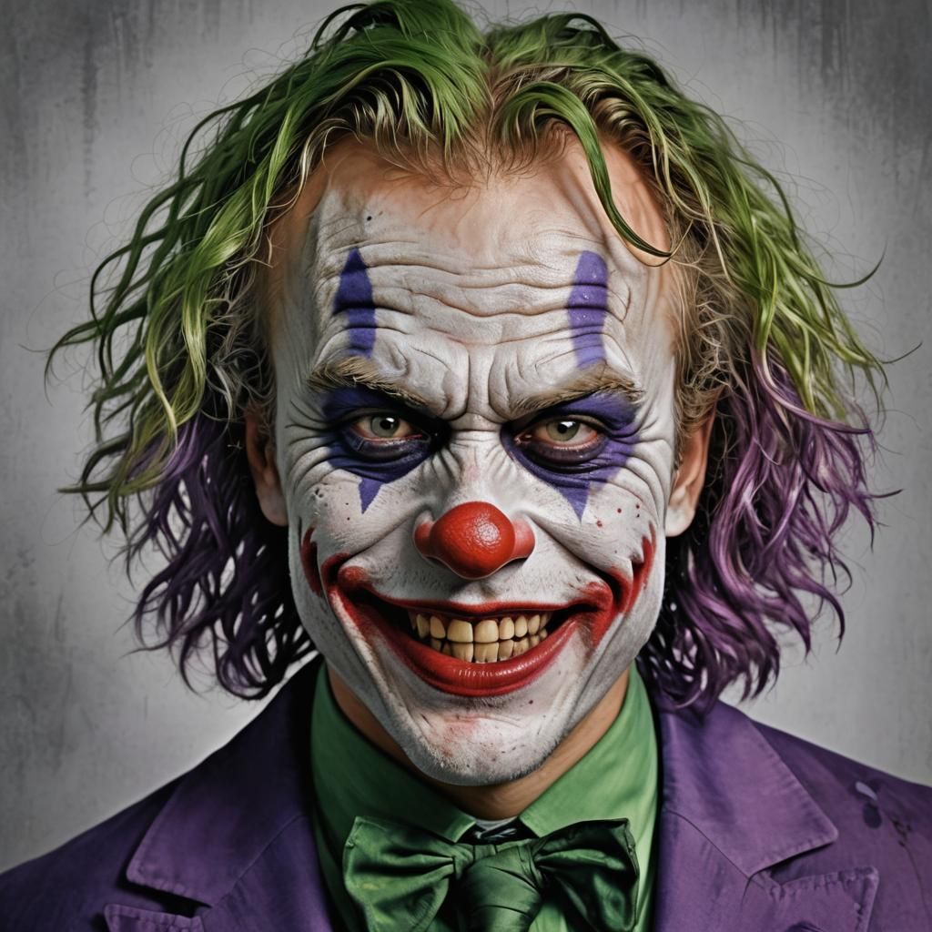 Menacing Clown Portrait in Hyper-Realistic Style