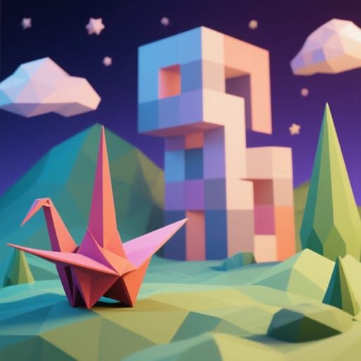 Low Poly Escher Origami Dreamscape