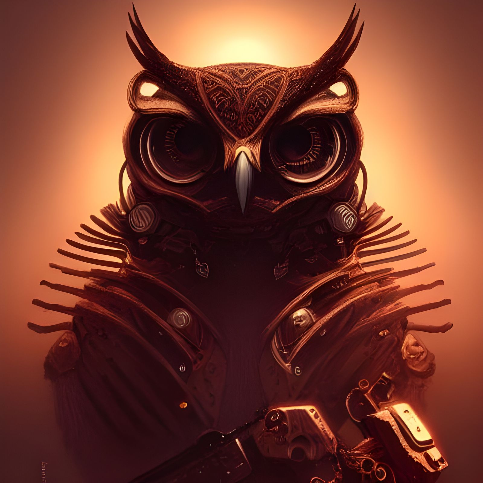 Cybernetic Owl Bot with Fractal Details