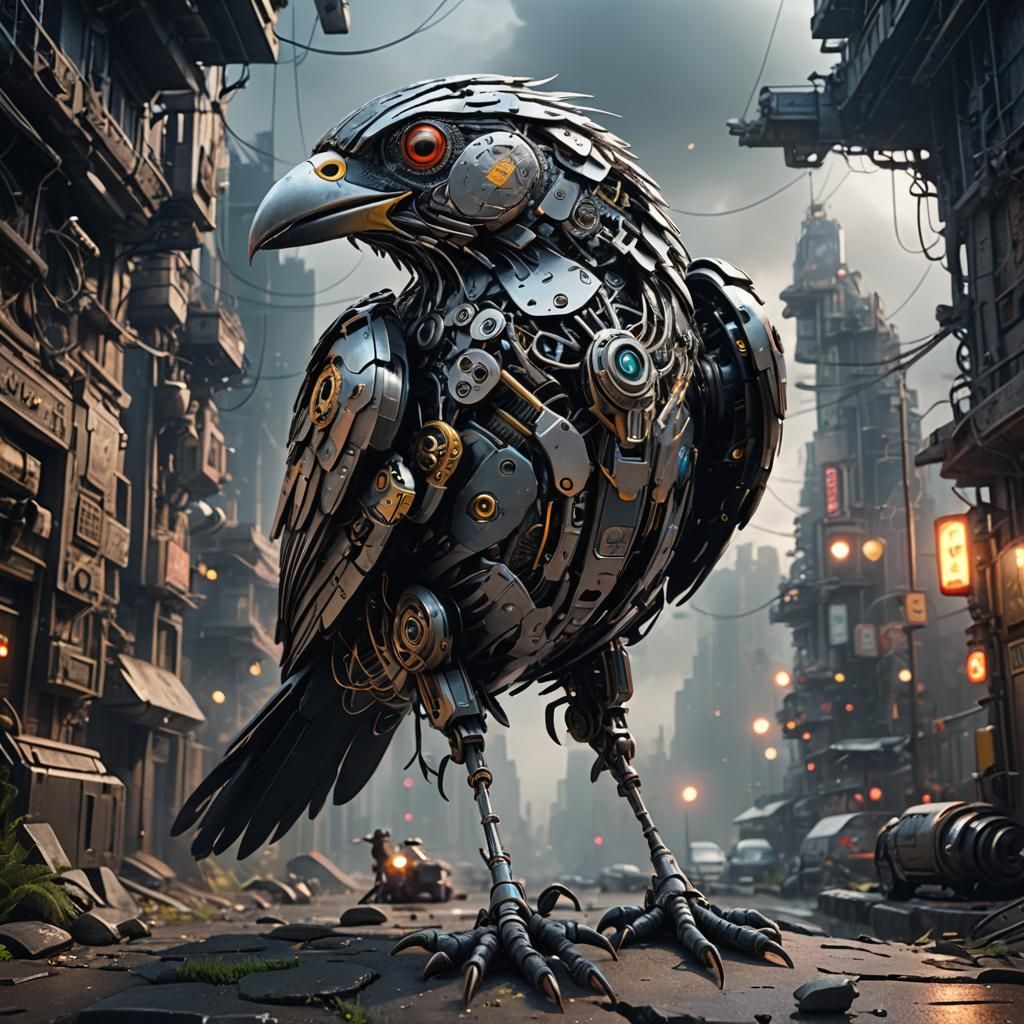 Cyborg bird,Cyborg Pet, C4D, 3D.
