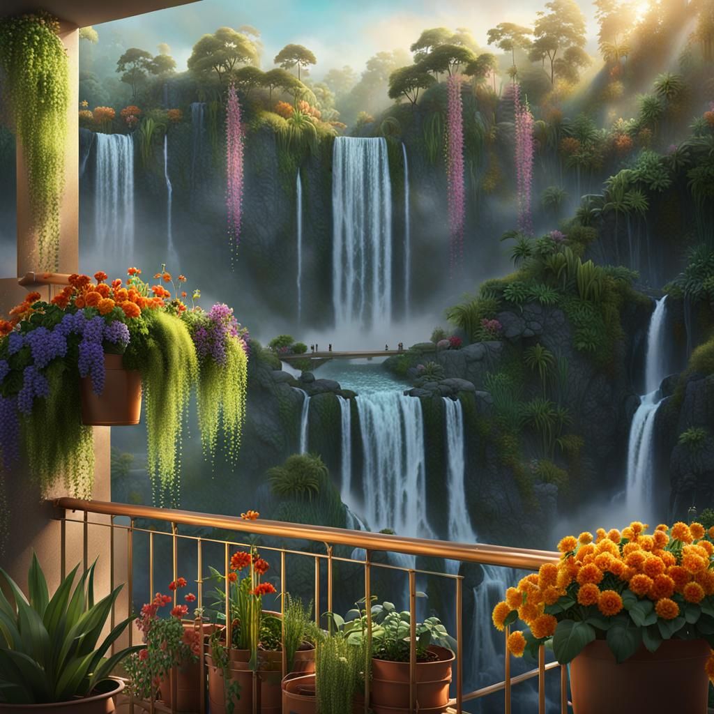 Dream Space Above Waterfall in Digital Matte Painting