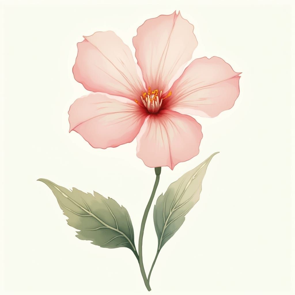 Sweet Petunia Flower in Brushed Color Ink Style