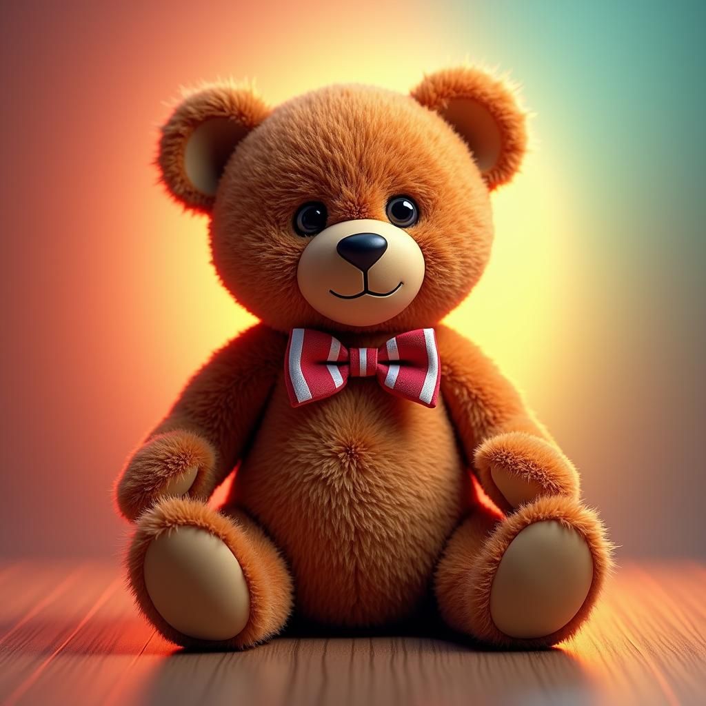 Charming Plush Brown Teddy Bear with Checkered Bow Tie
