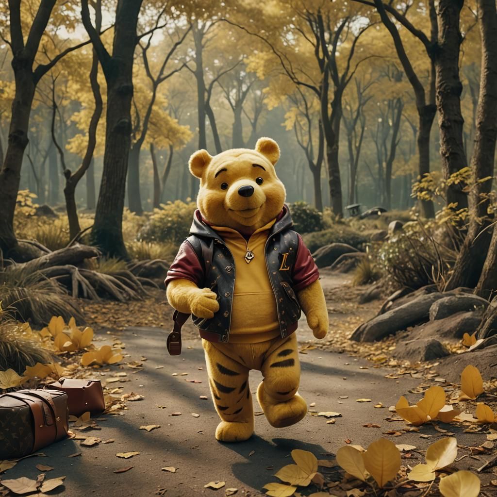 Winnie the Pooh in Louis Vuitton: Cinematic Film Still