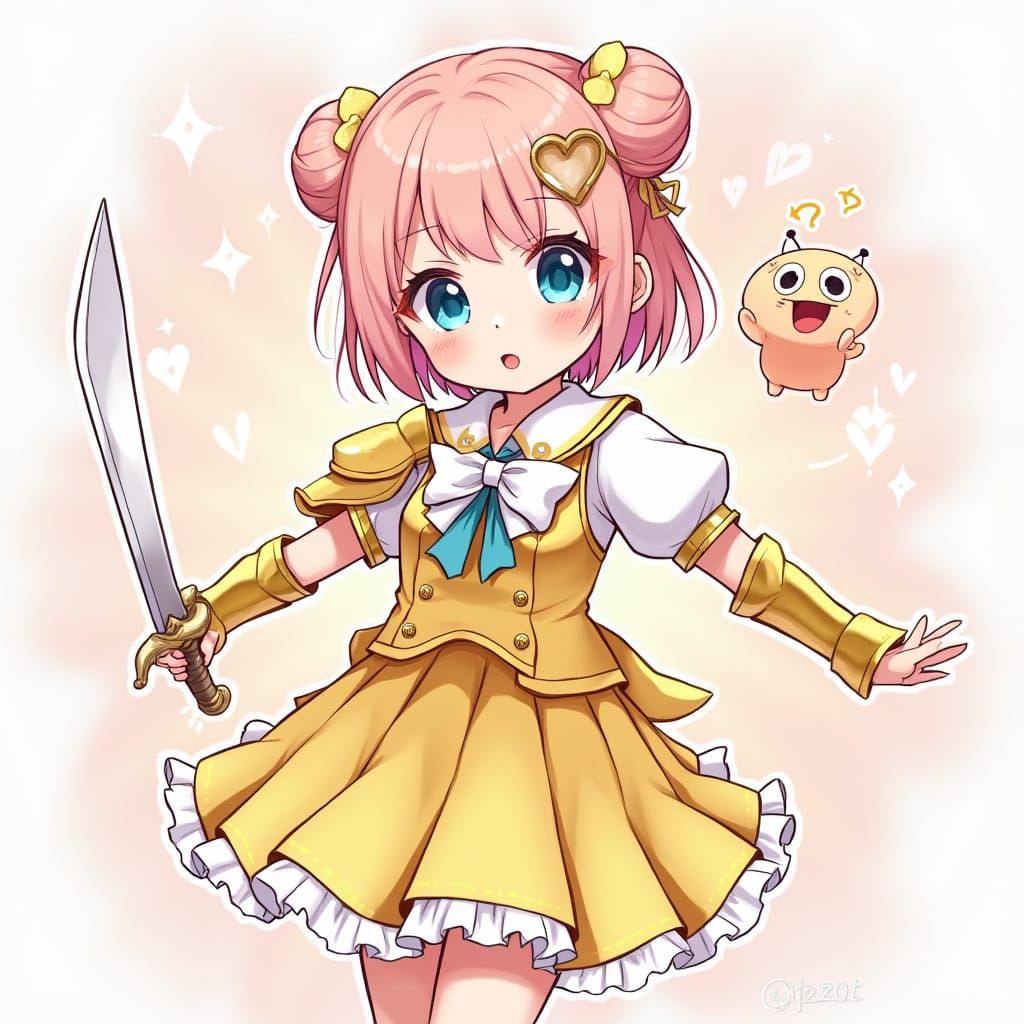 Magical Girl Transformation in Vibrant Anime Style