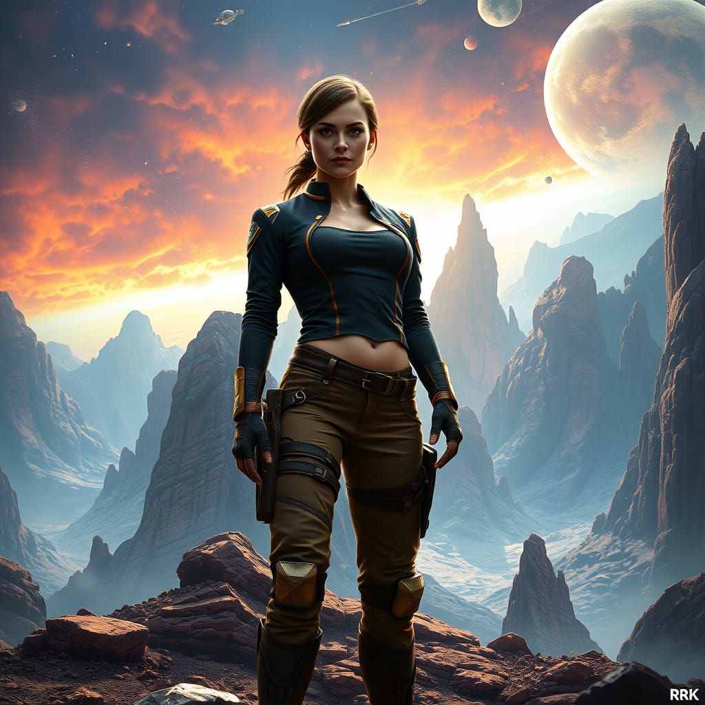 Confident Starfleet Officer in Alien Landscape