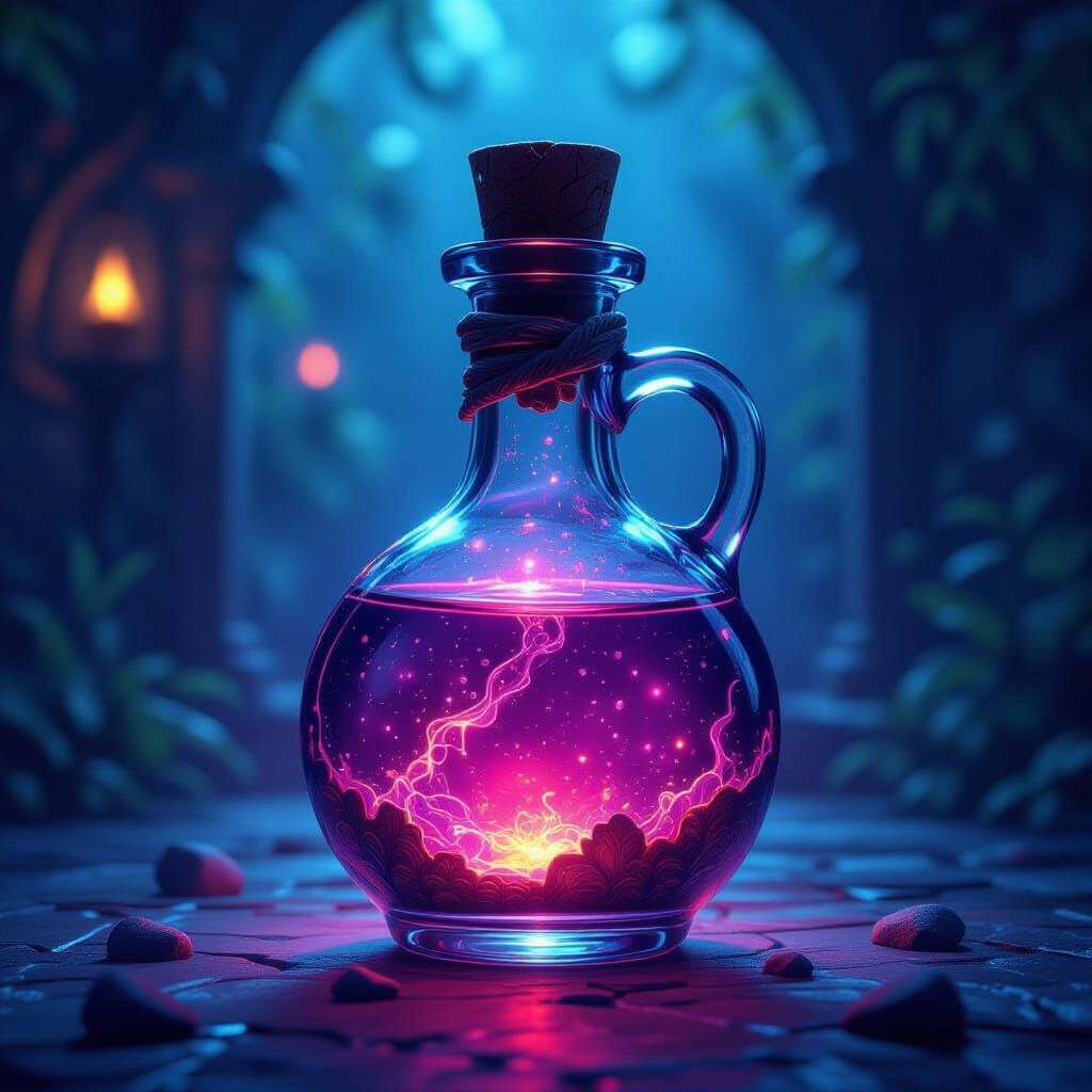 Fantastical Potion Bottle With Bioluminescent Liquid
