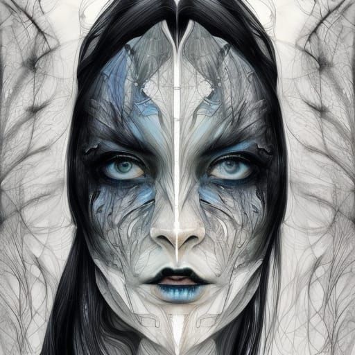 Split Face Portrait in Black and White