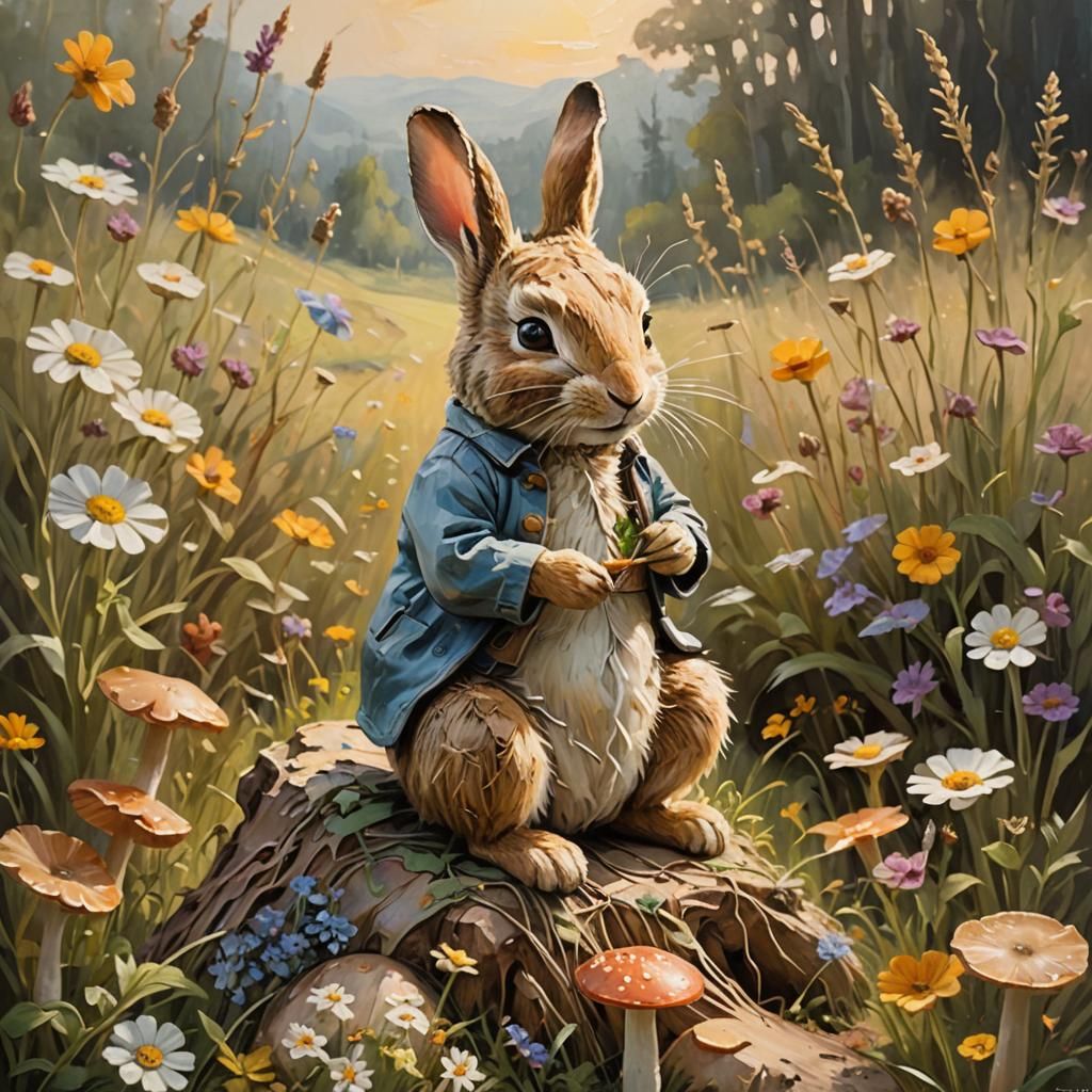 Peter Rabbit String Art in Impressionist Style