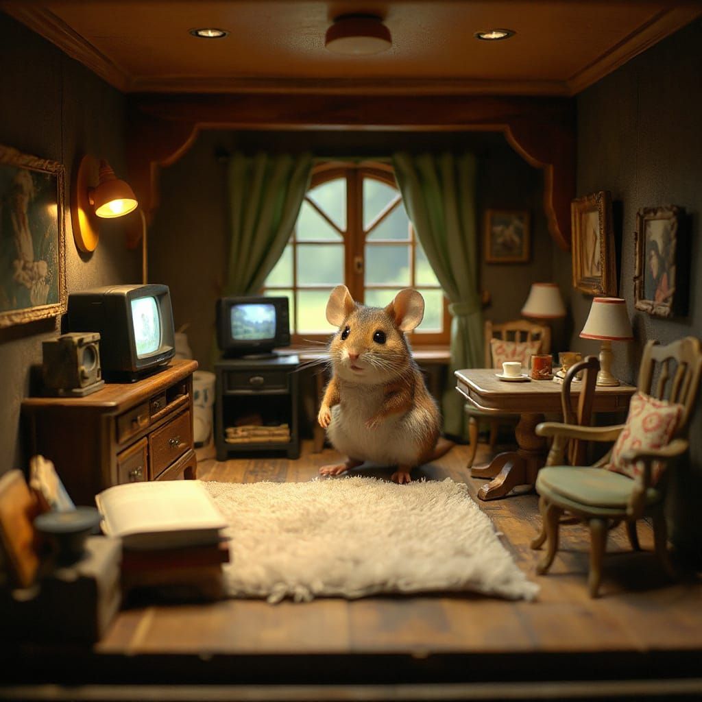 Cozy Mouse House Interior in Storybook Style