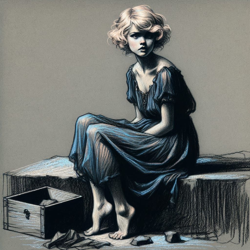 Norse Goddess in Charcoal Sketch Style