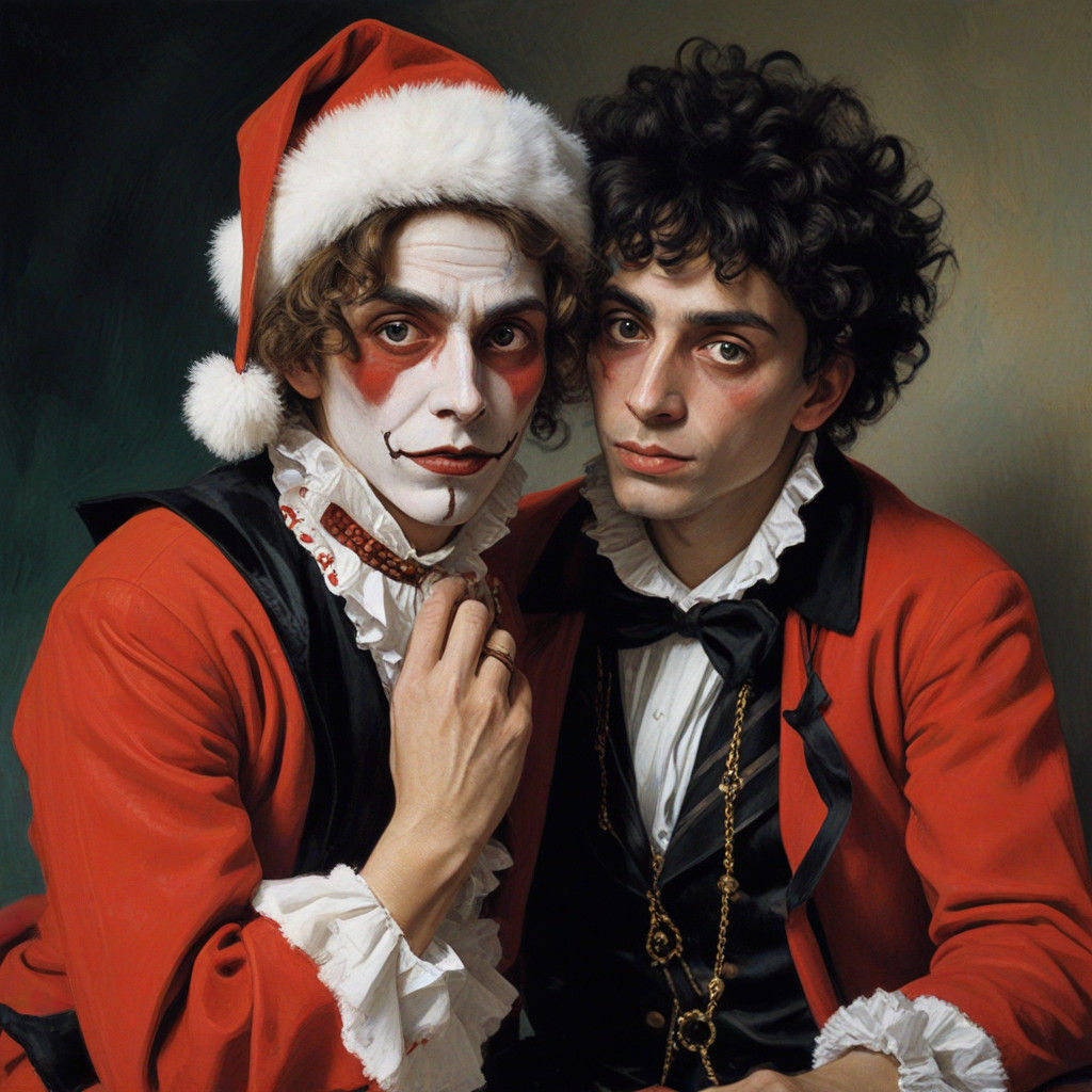 Harlequin's Dark Descent in a Cyberpunk Aesthetic