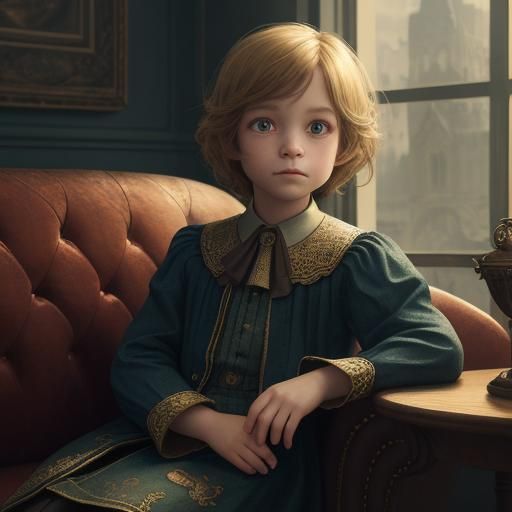 Hyperrealistic Mouse Kid Adventurer on Sofa