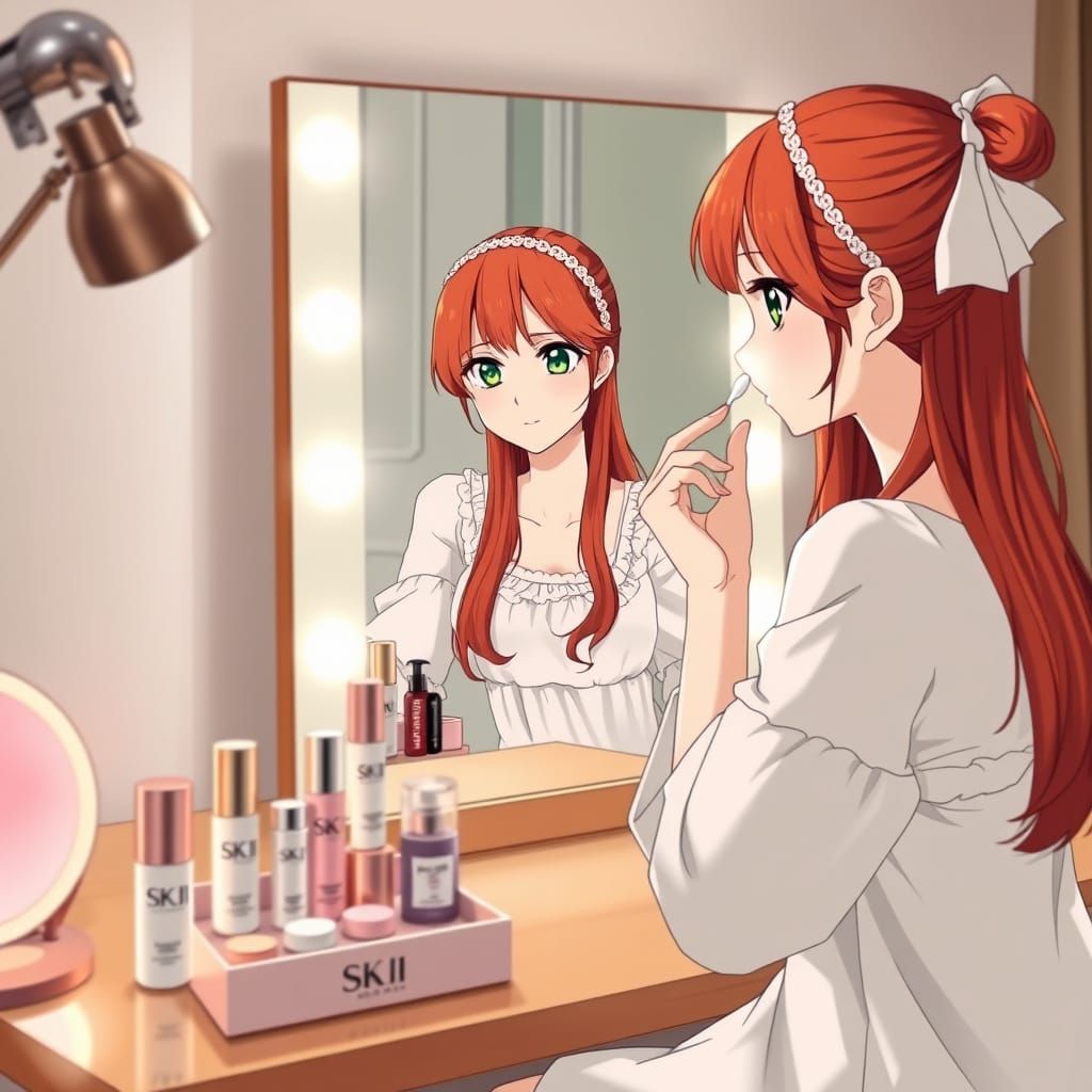 Hyper Realistic Japanese Beauty Preparing for Bed
