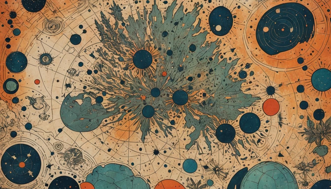 Midnight Retrofuturistic Comic Book Art with Cosmic Continen...