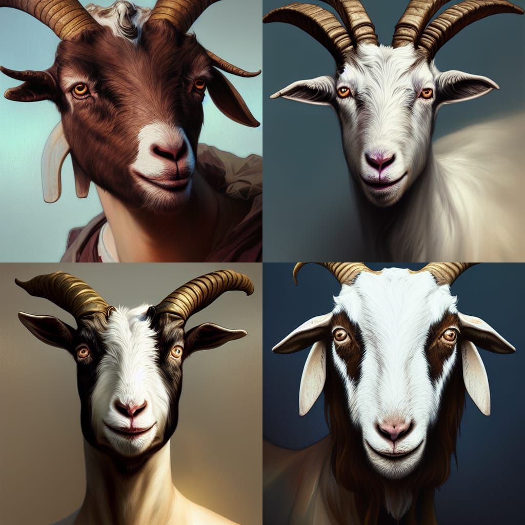 Detailed Goat Portrait in Digital Art Style
