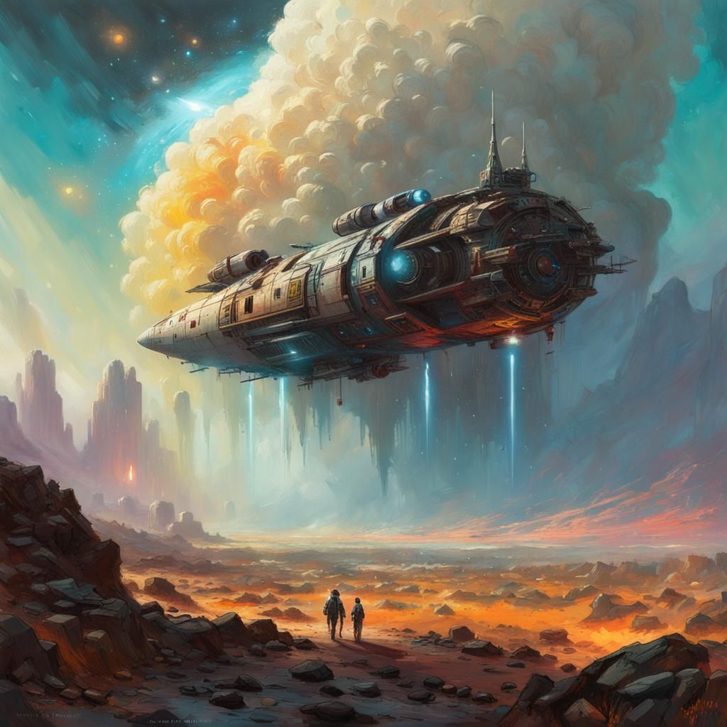 Galactic Spaceship Investigates Glittering Comet in Classic ...