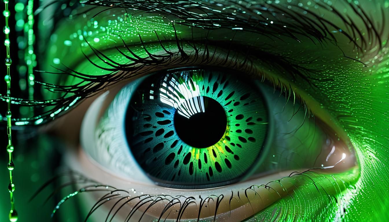 Matrix Code Reflections in Hyperrealistic Style