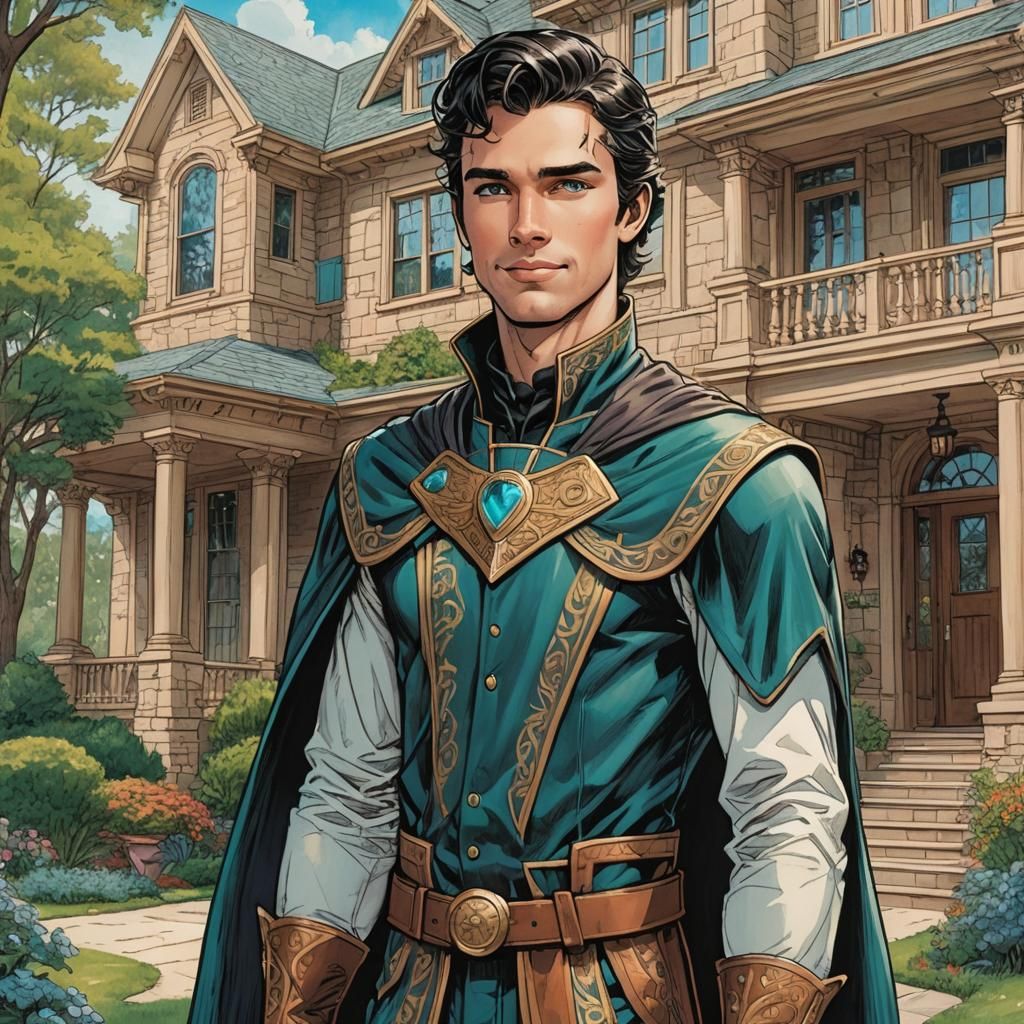 Handsome Man in Cape: Comic Book Art