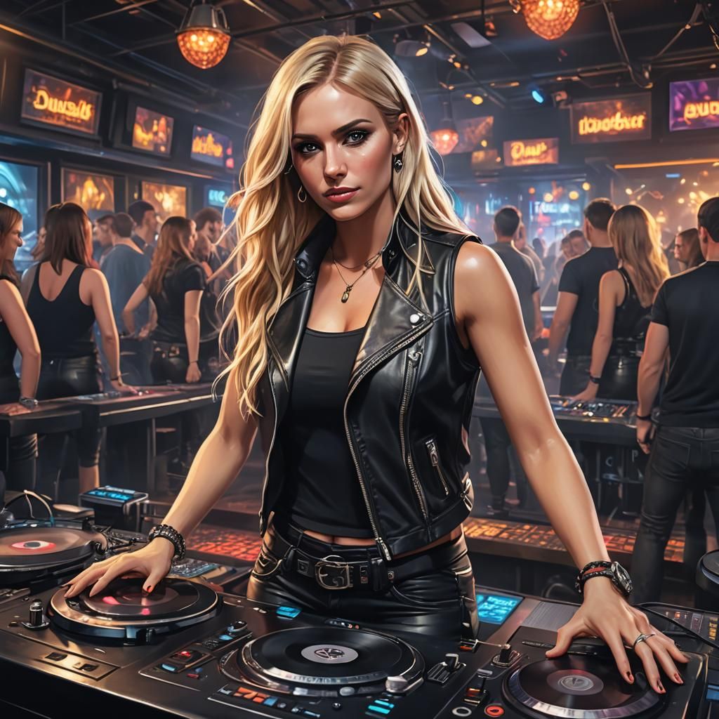German DJane in London Nightclub, Matte Painting