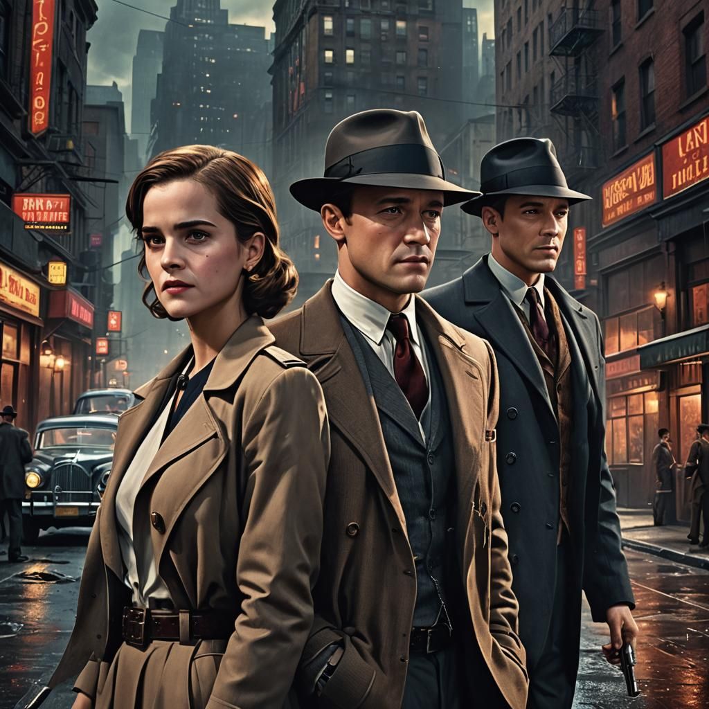 Film Noir Movie Poster: Detective and Femme Fatale