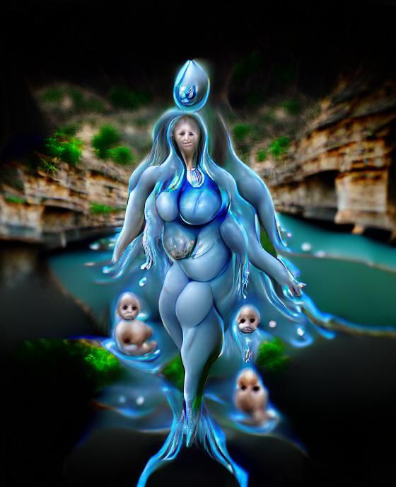 Water and Life Deity: Anthropomorphic Female in 8k
