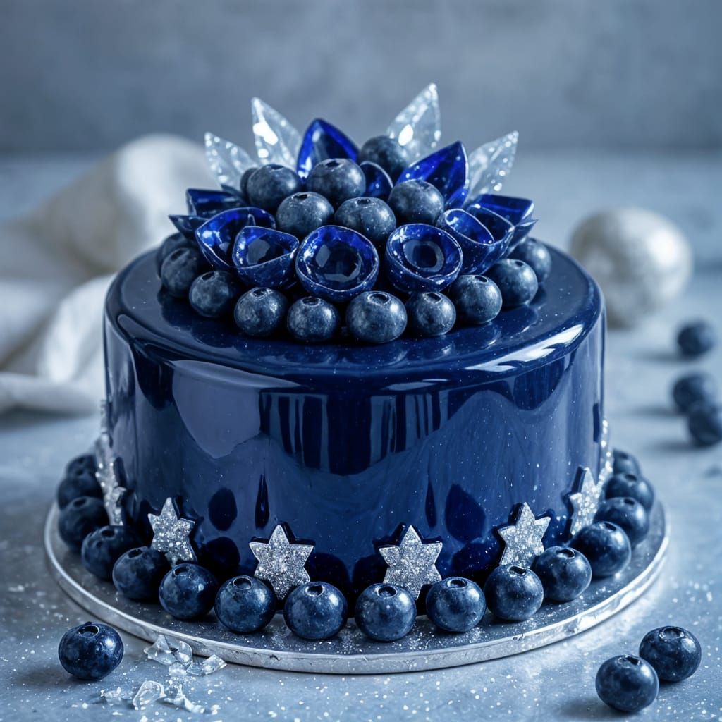 Sapphire Glaze Mousse Cake with Crystal Shards