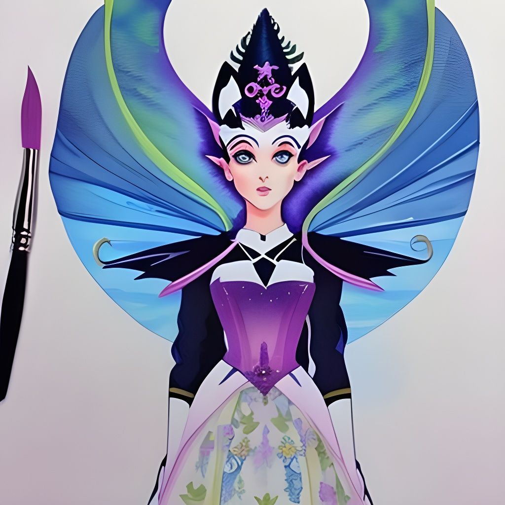 High Gothic Nekomimi Fairy Portrait in Gouache