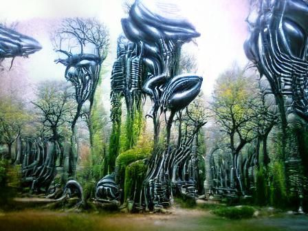 Surreal Alien Forest Inspired by Giger