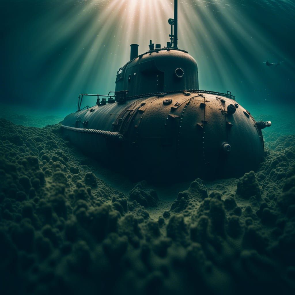 Submarine in Underwater Minefield: Professional Photography