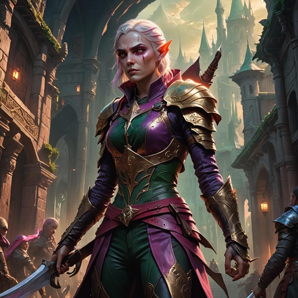 Athletic Elf Rogue with Magical Daggers